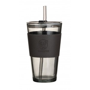 Ποτήρι Γυάλινο 400ml με καλαμάκι Black Ocean Galifas 7970857