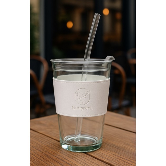 Ποτήρι Γυάλινο 400ml με καλαμάκι
