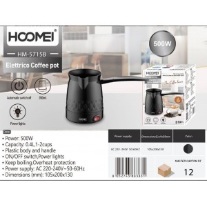 Ηλεκτρικό Μπρίκι 500W με Χωρητικότητα 350ml Μαύρο Hoomei HM-5715B