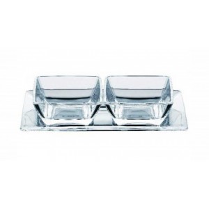 Πιατέλα Κρυστάλλινη Σερβιρίσματος 26.5x14.5cm με μπωλάκια 3 τεμαχίων Galifas 7914490