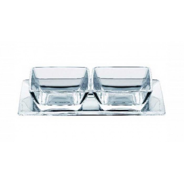 Πιατέλα Κρυστάλλινη Σερβιρίσματος 26.5x14.5cm με μπωλάκια 3 τεμαχίων Galifas 7914490
