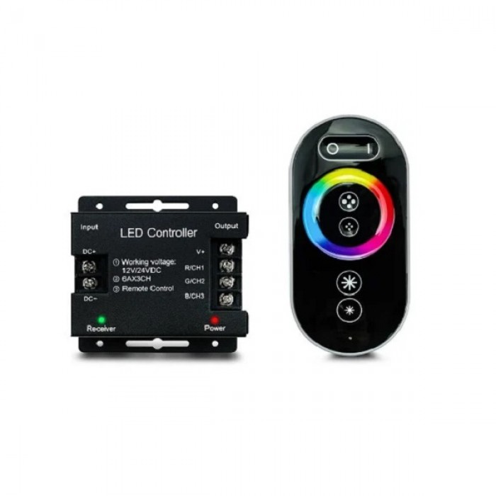 Controller για Ταινίες LED RGB 12/24VDC 216W/432W με Τηλεχειριστήριο Αφής 