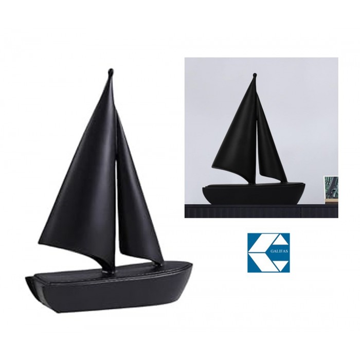 Διακοσμητικό Πολυρητίνης Μαύρο Καράβι 18x25cm Galifas 9903140