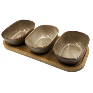 Ορντεβιέρα από Πορσελάνη Καφέ 3 Θέσεων 35x16cm ForHome 912330