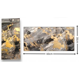 Διακοσμητικό Αυτοκόλλητο Τοίχου Grey Gold Marble 1τμχ 60x30cm Galifas 770144