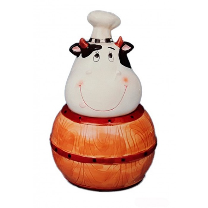 Μπισκοτιέρα Κεραμική Μεγάλη Chef Cow 18x17x30cm