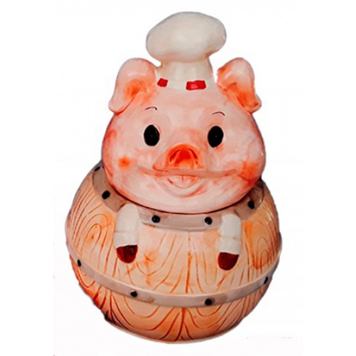 Μπισκοτιέρα Κεραμική Μεγάλη Chef Pig 17x17x30cm Galifas