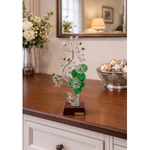 Διακοσμητικό Κρυστάλλινο Λουλούδι Flor de Cristal Πράσινο σε ξύλινη βάση 15x10x36cm Galifas 9124495