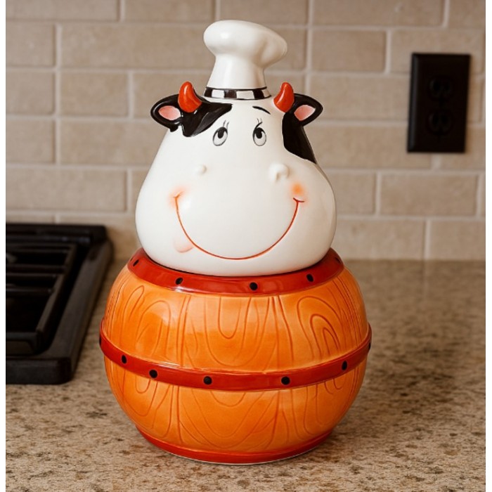 Μπισκοτιέρα Κεραμική Μεγάλη Chef Cow 18x17x30cm