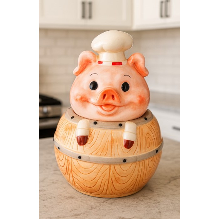 Μπισκοτιέρα Κεραμική Μεγάλη Chef Pig 17x17x30cm Galifas