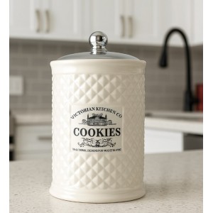 Μπισκοτιέρα Κεραμική Λευκή 23cm Silver Kitchen Galifas 9914063