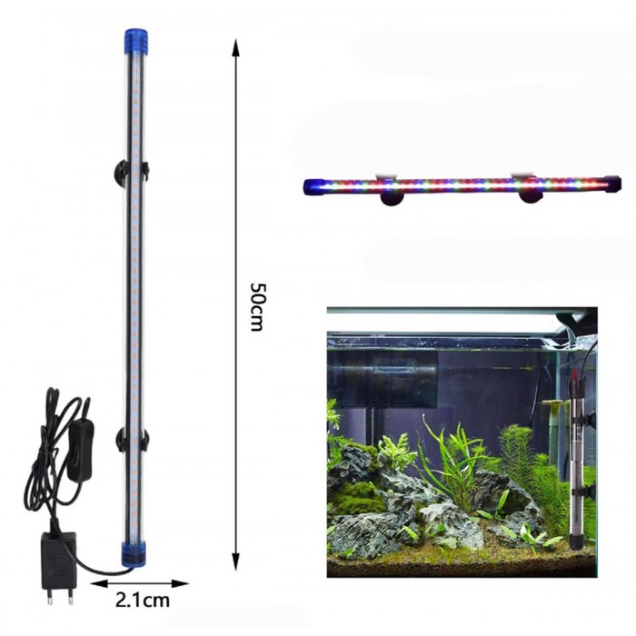 Φωτιστικό Ενυδρείου 50x2.1cm με Λάμπα Led RGB Πολύχρωμη ForHome