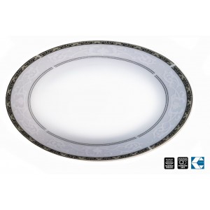 Πιατέλλα από Πορσελάνη 35cm Atlantis The Royal Λευκό-Γκρι Galifas 9701006