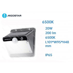 Επιτοίχιο Ηλιακό Φωτιστικό LED 20W 200lm IP65 Aigostar 40359