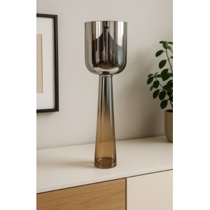 Κηροπήγιο Γυάλινο Ασημί-Μελί La beauté du Verre 12x40cm Galifas 7139040