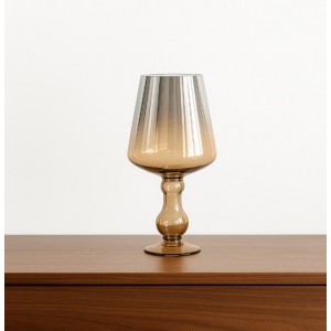 Κηροπήγιο Γυάλινο Ασημί-Μελί La beauté du Verre 20x35cm Galifas 7139035