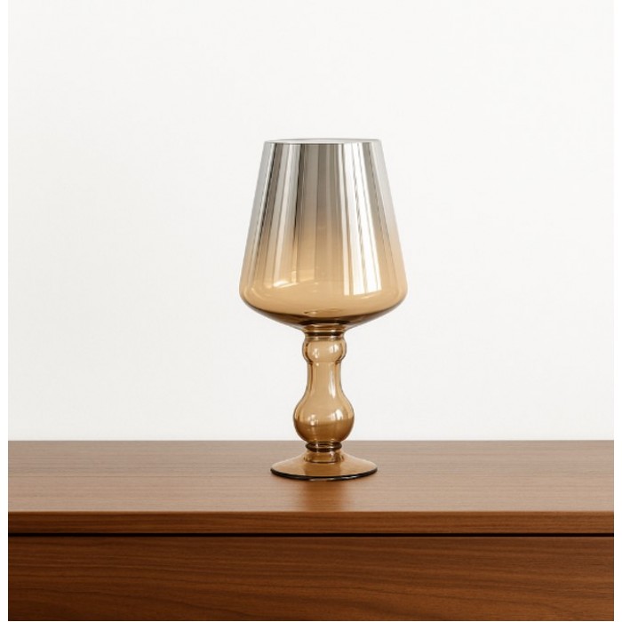 Κηροπήγιο Γυάλινο Ασημί-Μελί La beauté du Verre 24x45cm 