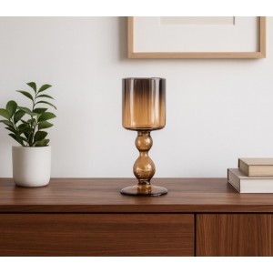 Κηροπήγιο Γυάλινο Ασημί-Μελί La beauté du Verre 11x30cm Galifas 7139030