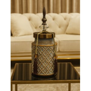 Κεραμικό Βάζο Τζαρ Vintage με καπάκι 14x14x31cm Galifas 7710712