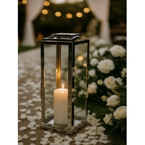 Φανάρι Μεταλλικό Επιδαπέδιο Ασημί 18x18x33cm Galifas 770721
