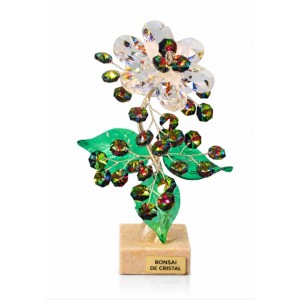 Διακοσμητικό Κρυστάλλινο Λουλούδι Bonsai de Cristal Πράσινο σε μαρμάρινη βάση 10x8x18cm Galifas 9126120