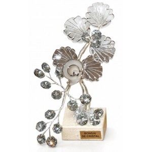 Διακοσμητικό Κρυστάλλινο Λουλούδι Bonsai de Cristal Ασημί σε μαρμάρινη βάση 9x7x18cm Galifas 9126330