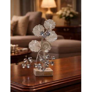 Διακοσμητικό Κρυστάλλινο Λουλούδι Bonsai de Cristal Ασημί σε μαρμάρινη βάση 9x7x18cm Galifas 9126330