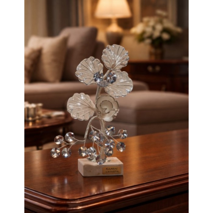 Διακοσμητικό Κρυστάλλινο Λουλούδι Bonsai de Cristal Ασημί