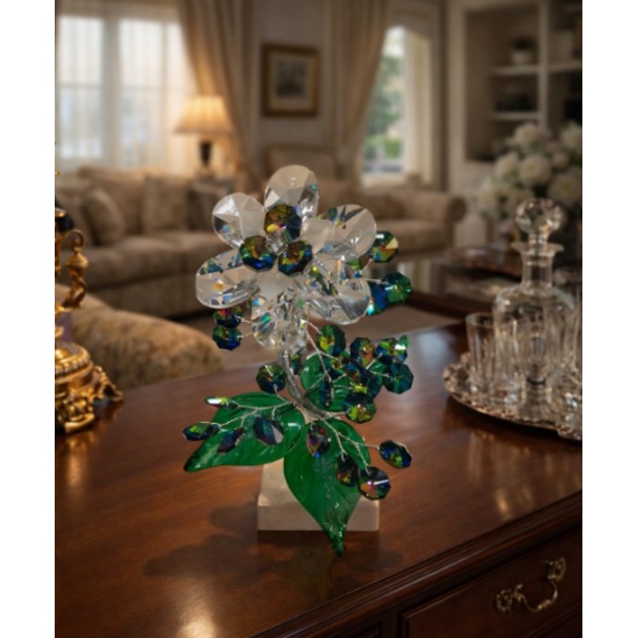 Διακοσμητικό Κρυστάλλινο Λουλούδι Bonsai de Cristal Πράσινο σε μαρμάρινη βάση