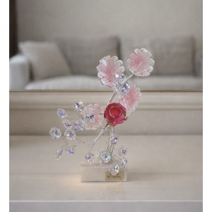 Διακοσμητικό Κρυστάλλινο Λουλούδι Bonsai de Cristal Ροζ σε μαρμάρινη βάση 9x7x18cm Galifas 9126331