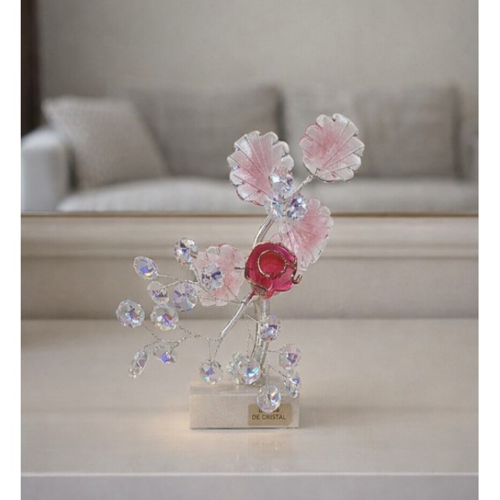 Διακοσμητικό Κρυστάλλινο Λουλούδι Bonsai de Cristal Ροζ