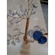 Διακοσμητικό Κρυστάλλινο Λουλούδι Bonsai de Cristal Μπλε σε μαρμάρινη βάση 13x4x19cm 