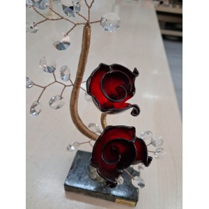 Διακοσμητικό Κρυστάλλινο Λουλούδι Bonsai de Cristal Κόκκινο σε μαρμάρινη βάση 12x6x26cm Galifas 9126564
