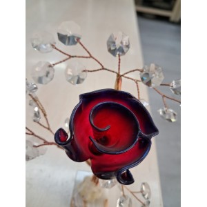 Διακοσμητικό Κρυστάλλινο Λουλούδι Bonsai de Cristal Κόκκινο σε μαρμάρινη βάση 10x4x19cm Galifas 9126302