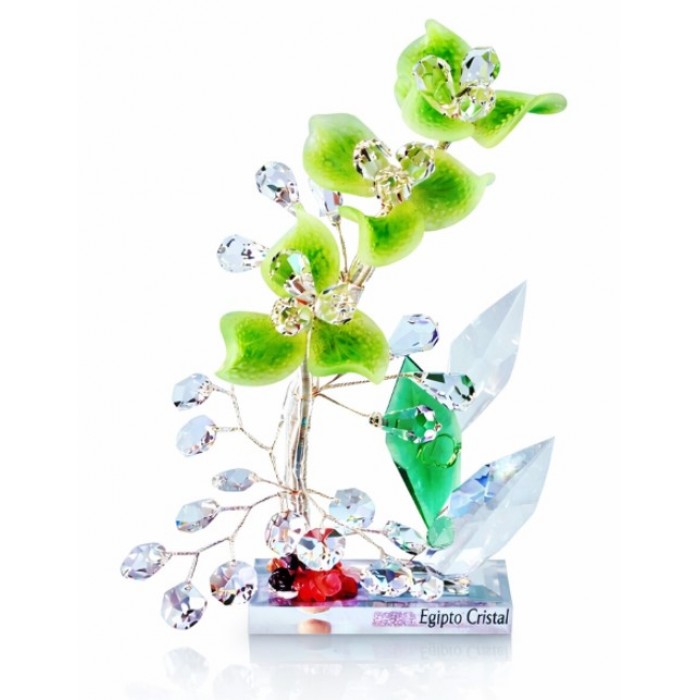 Διακοσμητικό Κρυστάλλινο Λουλούδι Bonsai de Cristal Πράσινο σε κρυστάλλινη βάση 