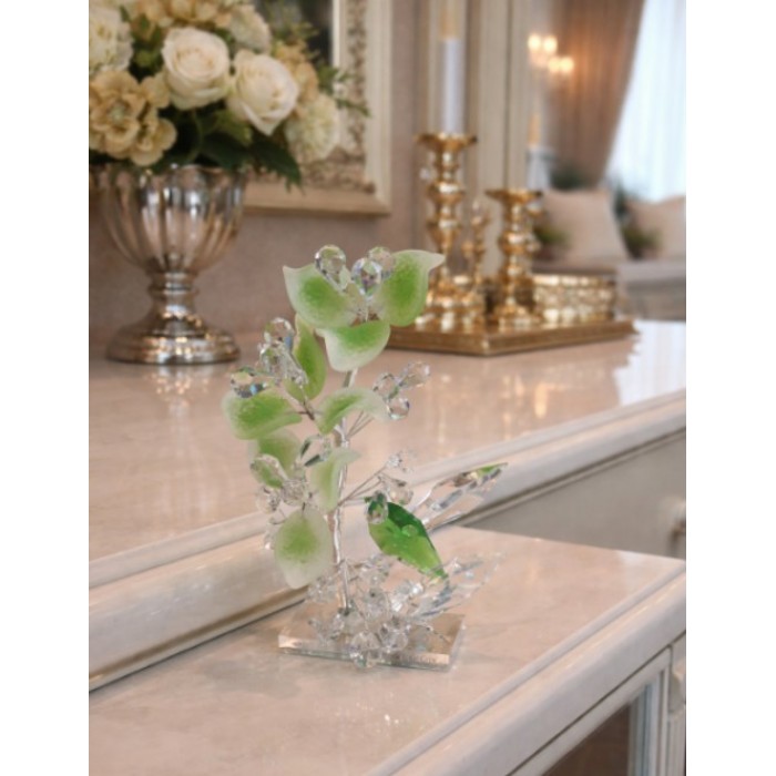 Διακοσμητικό Κρυστάλλινο Λουλούδι Bonsai de Cristal Πράσινο σε κρυστάλλινη βάση 