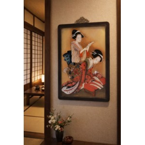 Πίνακας Γυάλινος Geisha 33x52cm με ξύλινο πλαίσιο από μαόνι Galifas 5504852