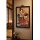 Πίνακας Γυάλινος Geisha 33x52cm με ξύλινο πλαίσιο από μαόνι
