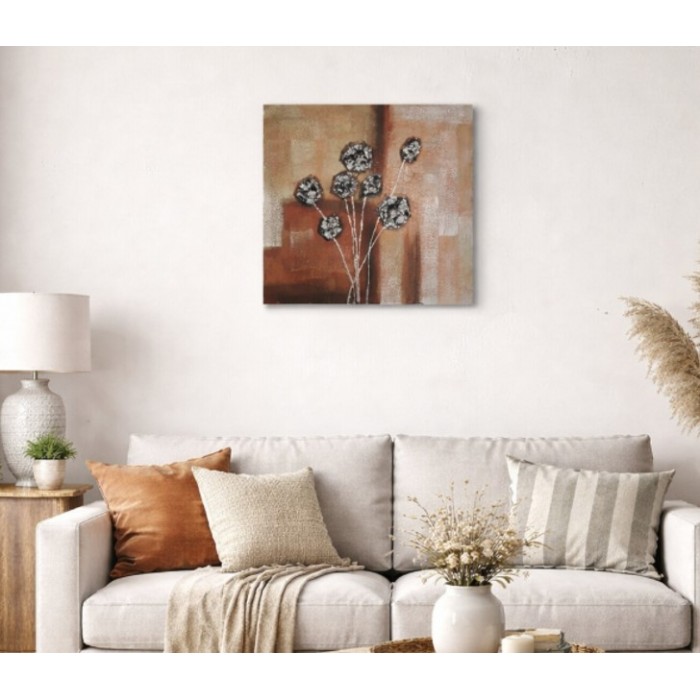 Πίνακας σε καμβά ανάγλυφο σχέδιο Abstract Flower Art 60x60cm Galifas