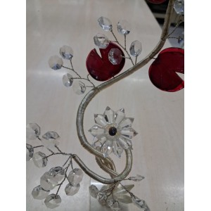Διακοσμητικό Κρυστάλλινο Λουλούδι Bonsai de Cristal Κόκκινο σε μαρμάρινη βάση 10x10x33cm Galifas 924442