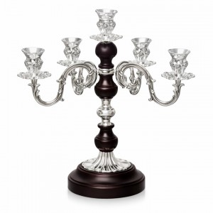 Κηροπήγιο Ξύλινο σε Καφέ Χρώμα 5 θέσεων Silver Elegance 22x22x29cm Galifas 970215