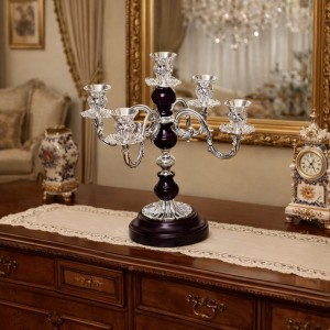 Κηροπήγιο Ξύλινο σε Καφέ Χρώμα 5 θέσεων Silver Elegance 22x22x29cm Galifas 970215