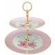 Εταζέρα απο Πορσελάνη 2 επιπέδων Pink Stripes Ø27xY25cm