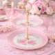 Εταζέρα απο Πορσελάνη 2 επιπέδων Pink Stripes Ø27xY25cm