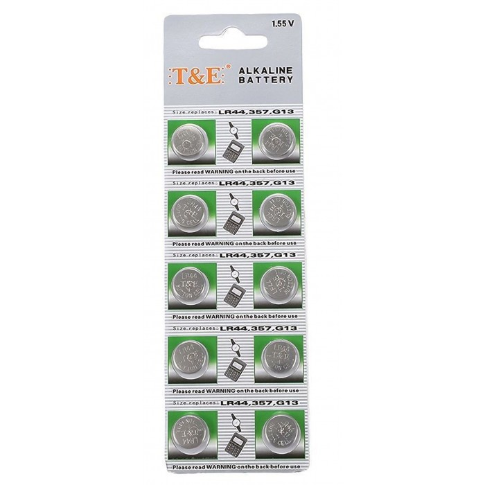 T&E AG13 Αλκαλικές Μπαταρίες Ρολογιών LR44 1,55V 10τμχ