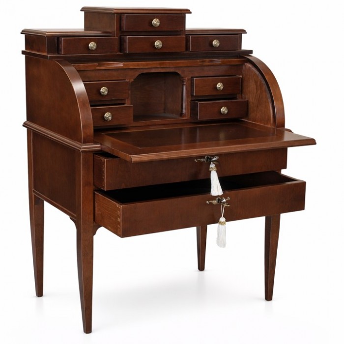 Γραφείο Ξύλινο Καρυδιάς Καφέ Roll Top 78x48x110cm 