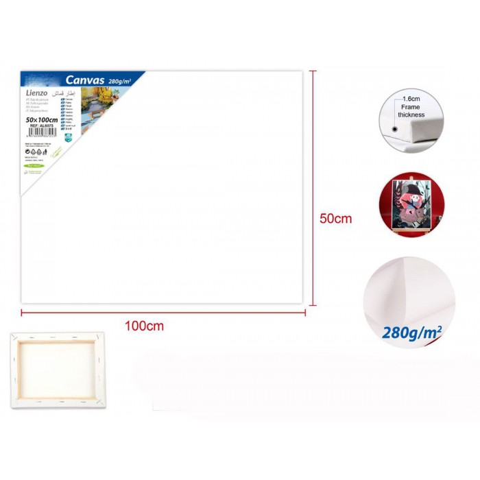 Καμβάς σε Τελάρο Λευκός Ορθογώνιος 50x100cm 280gr/m² 1τμχ