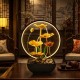Διακοσμητικό Συντριβάνι Feng Shui με Χρυσά Λουλούδια & Φώς Led 30x18x39cm