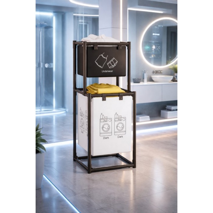 Καλάθι Απλύτων Υφασμάτινο 31x44x97cm Μαύρο Laundry Basket Flippy 