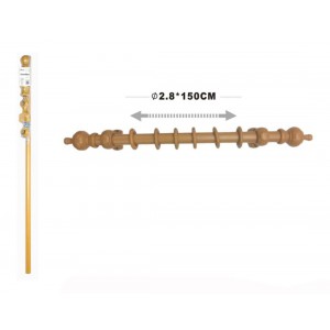 Ξύλινο Κουρτινόξυλο Μονό Φ28mm 150cm Φυσικό Galifas 7294602